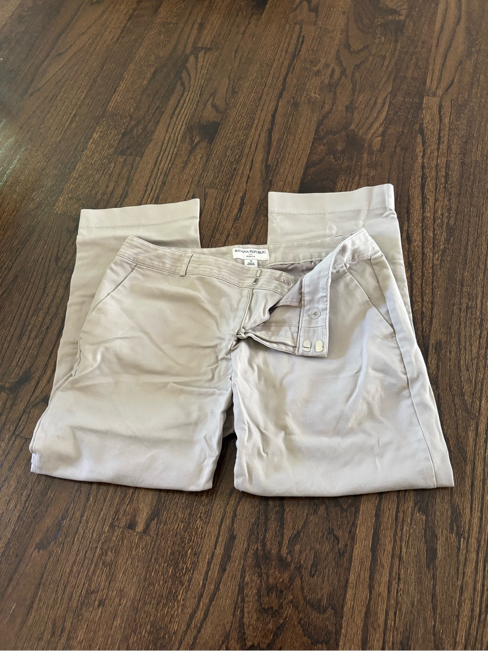 Banana Republic Flat-Front Chino Pants — Light Beige